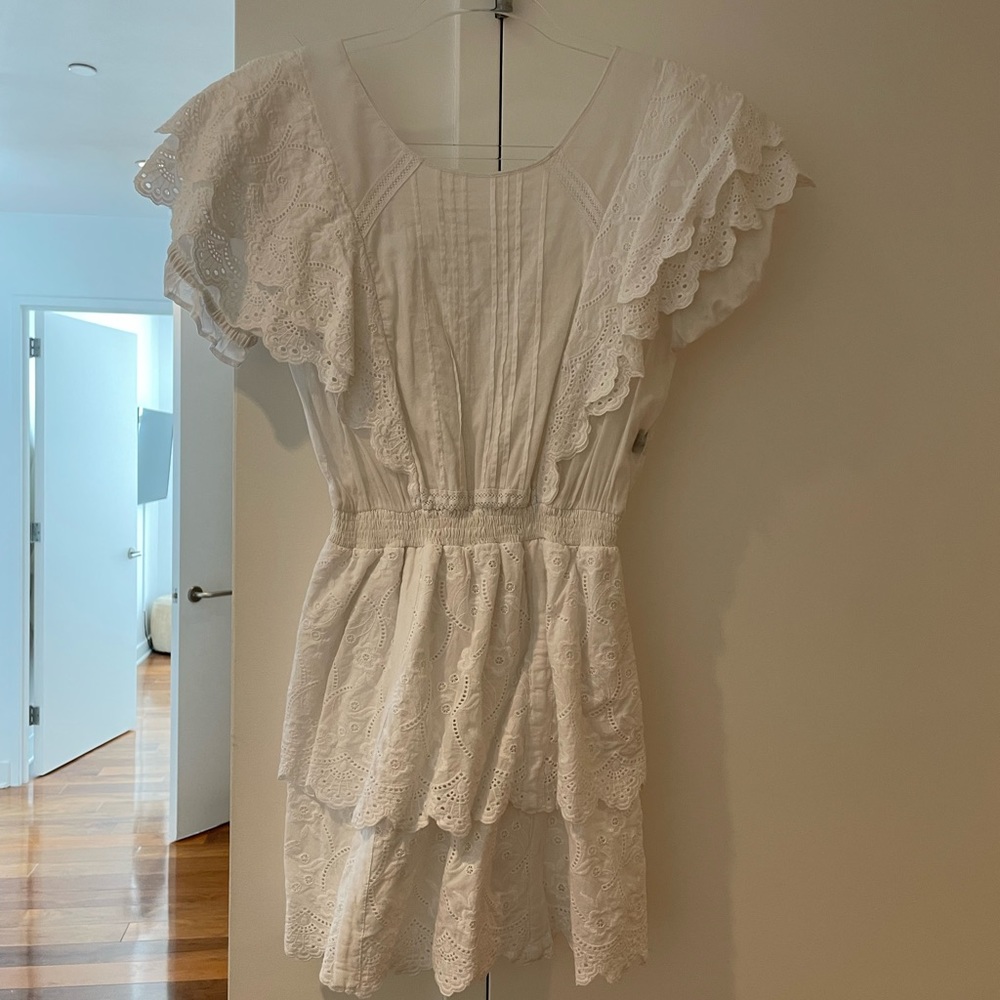 SIR the Label White Cotton Ruffle Dress
